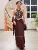 Kalyra Halter Brown Indo-Western Set