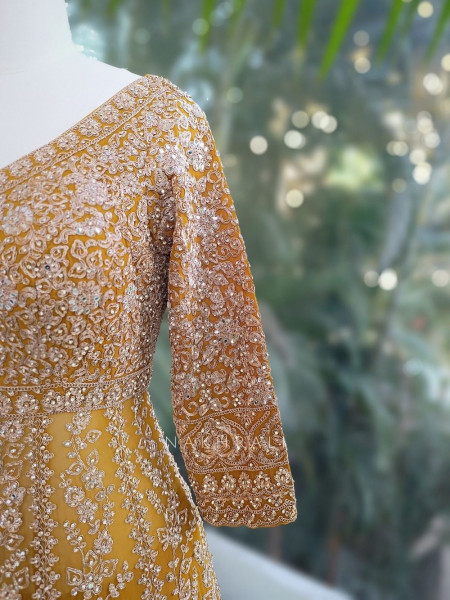 Noorvi Mustard Lehenga with Zari & Mirror Work