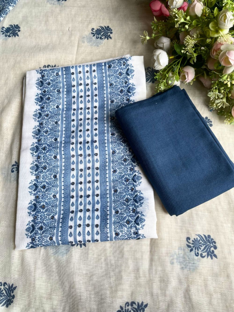 Image of Nerissa White Printed Dress Material