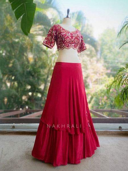 Meher Red Embroidered Indo-Western Set