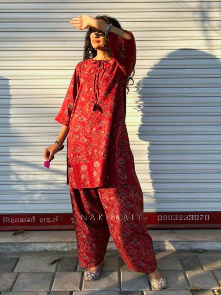 Layla Maroon Cotton Farshi Salwar Kurta Set