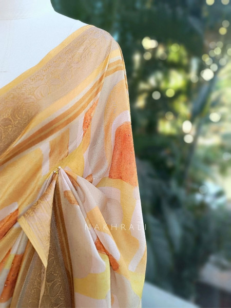 Arelia Mustard Art Silk Saree with Woven Border