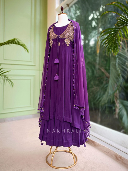Noorika Purple Anarkali with Gota Patti & Cut Dana Work
