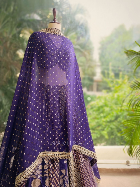 Maharani Purple Banarasi Silk Lehenga with Zari Embroidery