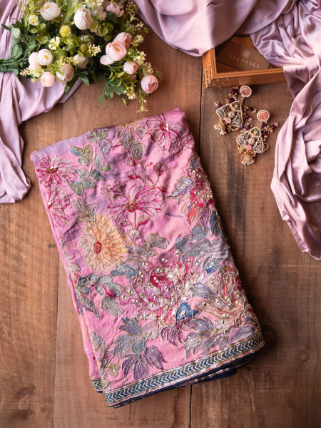 Iris Lilac Saree with Mirror & Embroidery Blouse