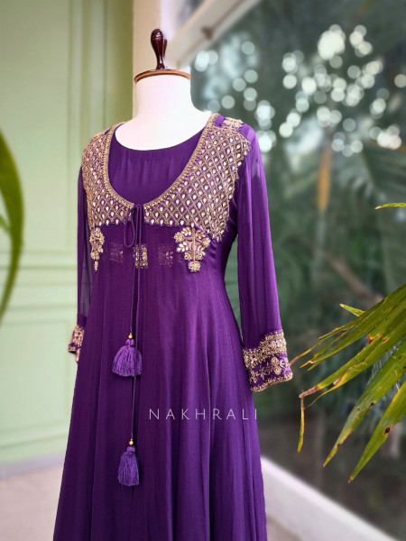 Noorika Purple Anarkali with Gota Patti & Cut Dana Work