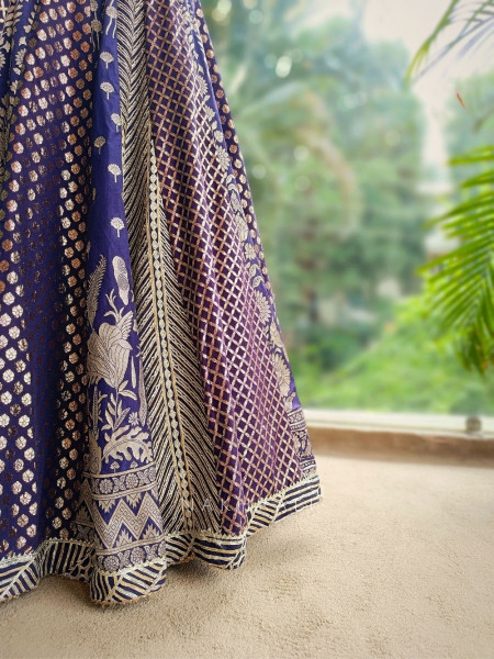 Maharani Purple Banarasi Silk Lehenga with Zari Embroidery