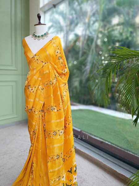 Kalyani Plum Yellow Patola Saree With With Running Blouse Piece
