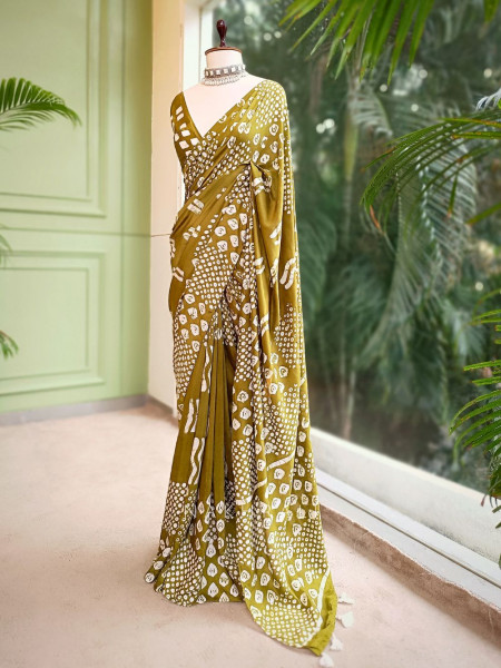 Varnika Handloom Batik Saree with Tassels