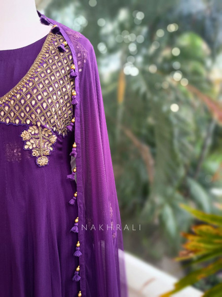 Noorika Purple Anarkali with Gota Patti & Cut Dana Work
