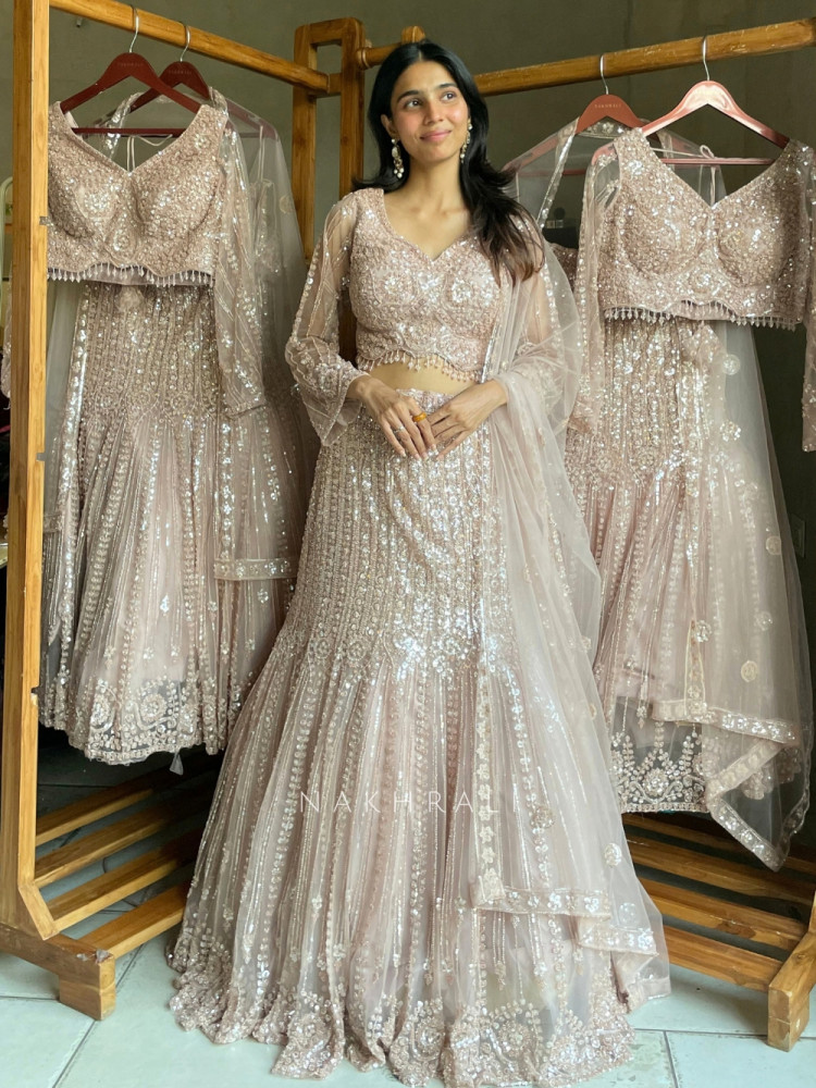 Image of Gul Blush Pink Soft Net Lehenga Set