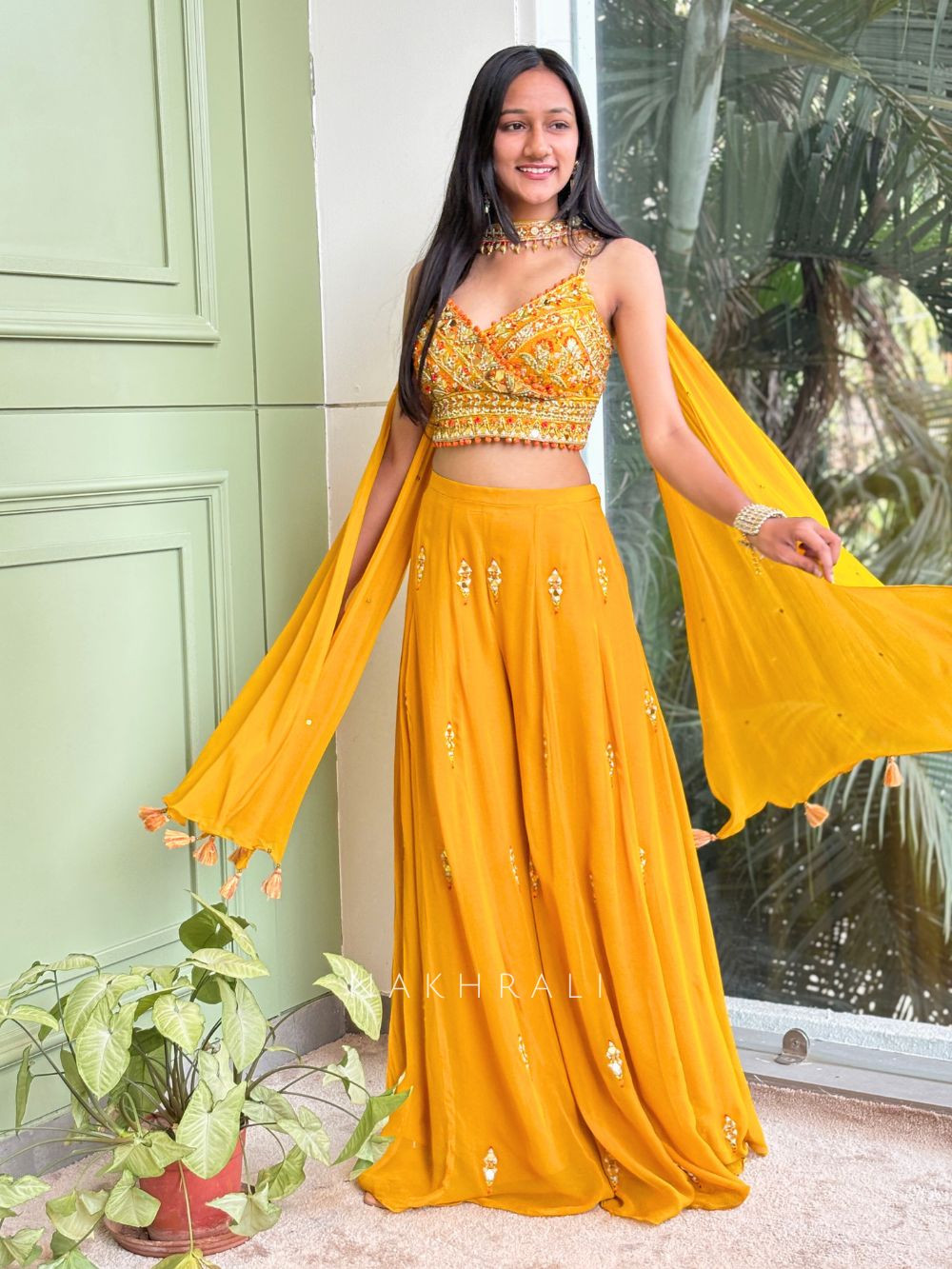 Amber Blaze Crop Top Palazzo Set