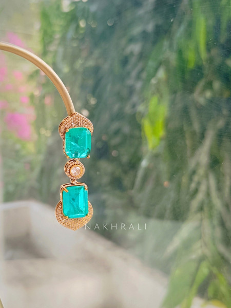 Serenya Light-Green Crystal Drop Earrings