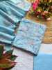 Floral Breeze Blue Kota Dress Material with Embroidery