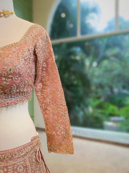 Aurora Embroidered Onion Pink Bridal Lehenga