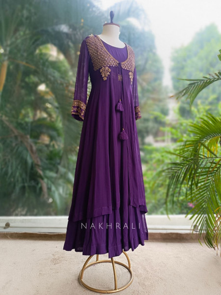 Noorika Purple Anarkali with Gota Patti & Cut Dana Work