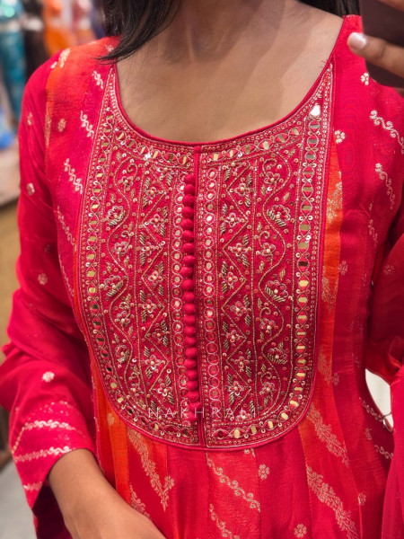 Sunflare Radiance Red Pink Orange Anarkali with Dupatta