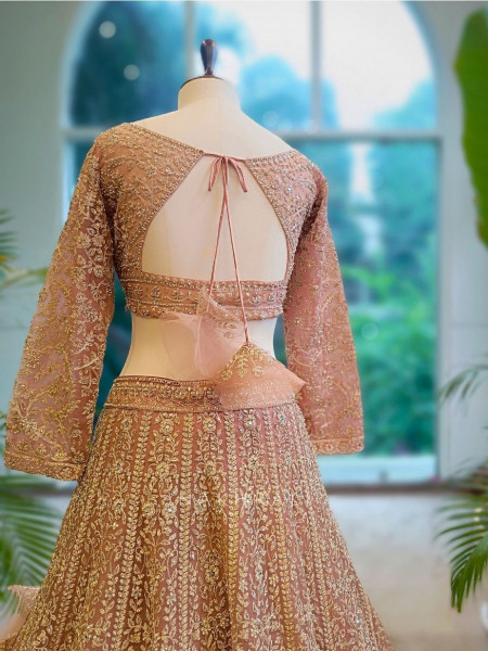 Aurora Embroidered Onion Pink Bridal Lehenga