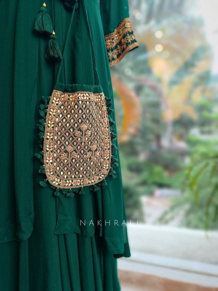 Noorika Green Anarkali with Gota Patti & Cut Dana Work