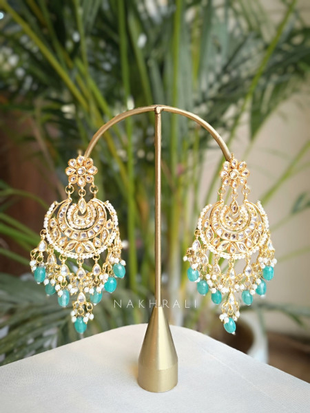 EmeraldDrop Traditional Kundan Earrings