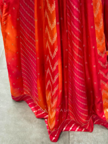 Sunflare Radiance Red Pink Orange Anarkali with Dupatta
