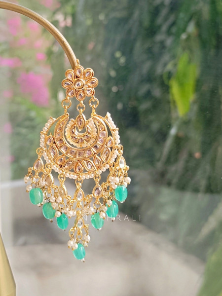 EmeraldDrop Traditional Kundan Earrings