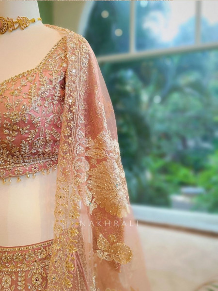 Aurora Embroidered Onion Pink Bridal Lehenga