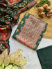 Elegant Printed Green Dress Material with Embroidered Details