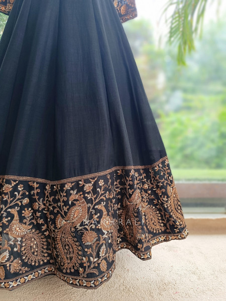 Dastaan Black Chinon Kalidar Anarkali Set