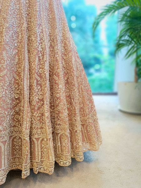 Aurora Embroidered Onion Pink Bridal Lehenga