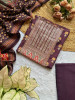 Elegant Printed Wine Dress Material with Embroidered Details