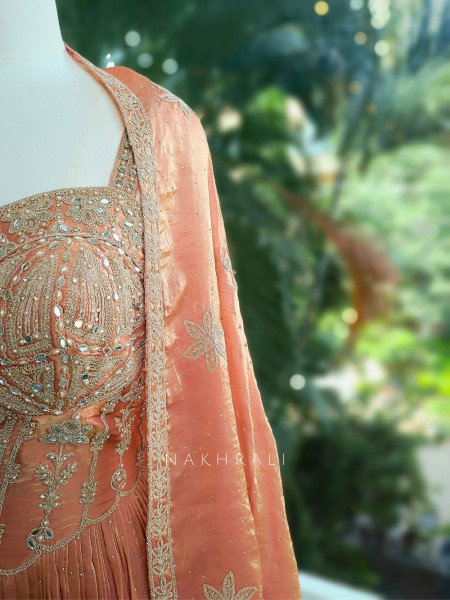 Elysia Peach Anarkali with Zari & Sequin Work