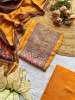 Elegant Printed Yellow Dress Material with Embroidered Details