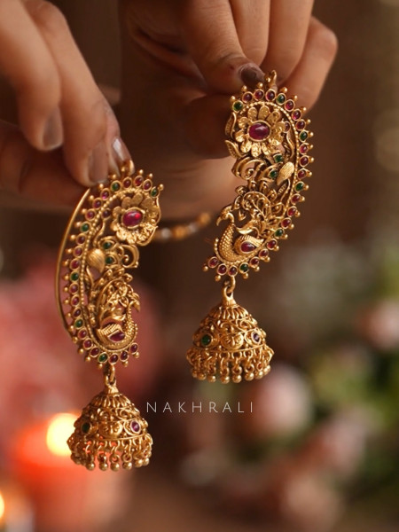 Vani Golden Peacock Multi Beaded Ear Cuff