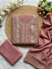 Saanjh Pink Embroidered Dress Material