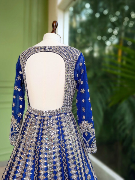 Vanshika Blue  Anarkali with Embroidered Dupatta