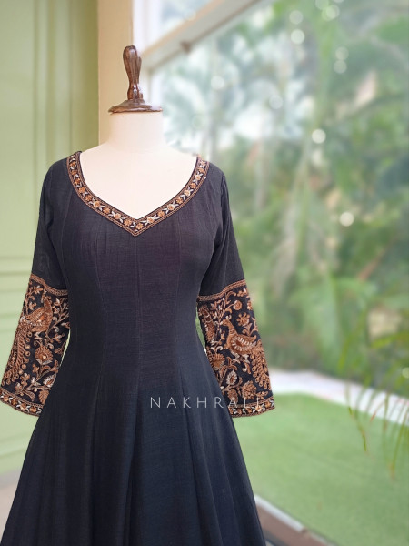 Dastaan Black Chinon Kalidar Anarkali Set