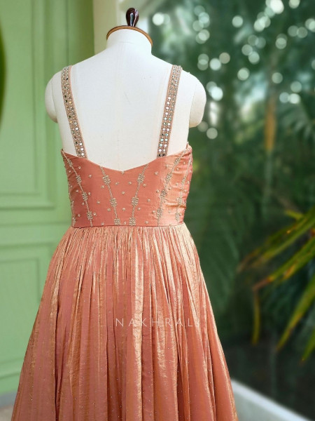 Elysia Peach Anarkali with Zari & Sequin Work