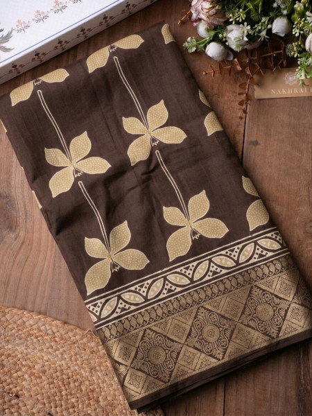 Titali Floral Printed Brown Saree