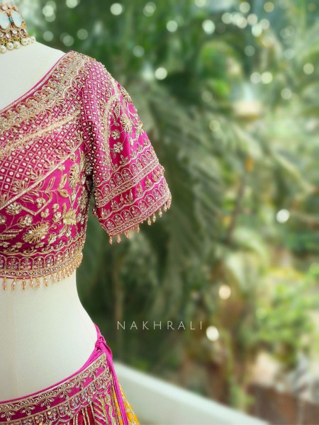 Aabhaar Magenta Lehenga with Zari and Sequin Work