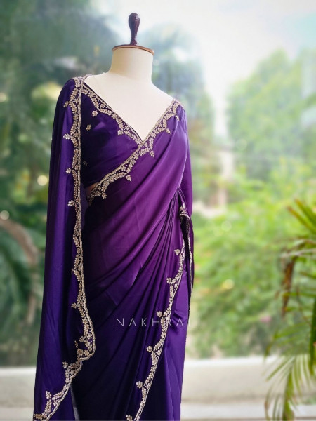 Skyline Purple Saree with Running Blouse
