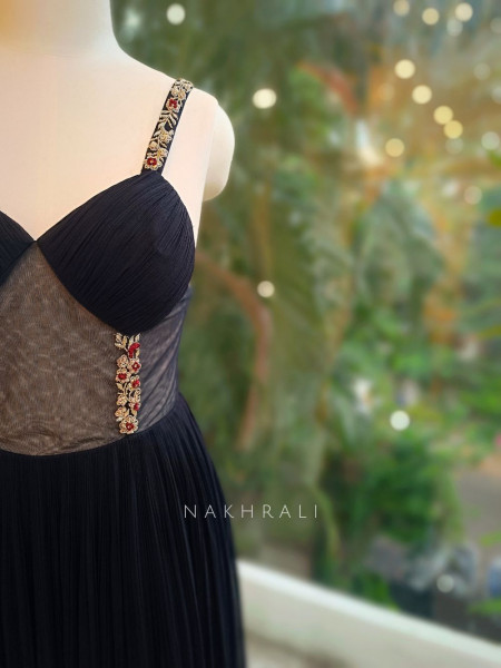 Midnight Grace Black Gown with Sequin Detailing