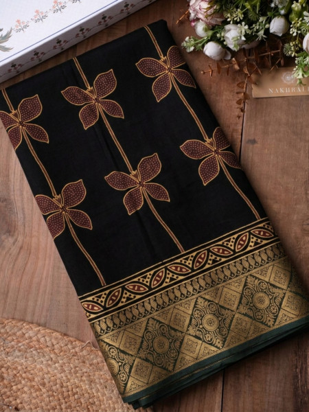 Titali Floral Printed Green Saree