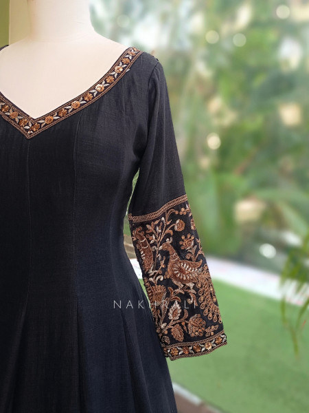 Dastaan Black Chinon Kalidar Anarkali Set
