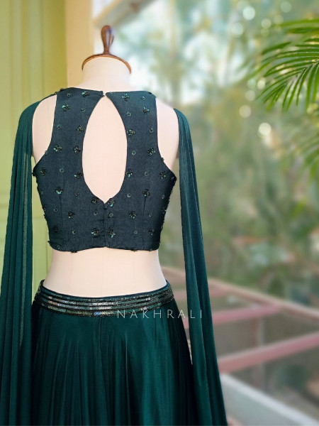 Brivaan Green Lehenga Set with Beads and Sequin Work
