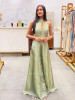 Quiero Green Satin Jumpsuit with Sequin Waist Work