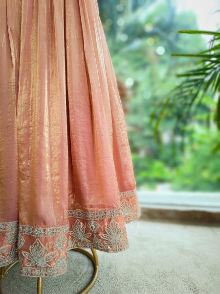 Elysia Peach Anarkali with Zari & Sequin Work