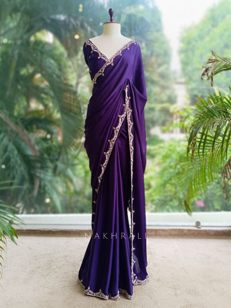 Skyline Purple Saree with Running Blouse