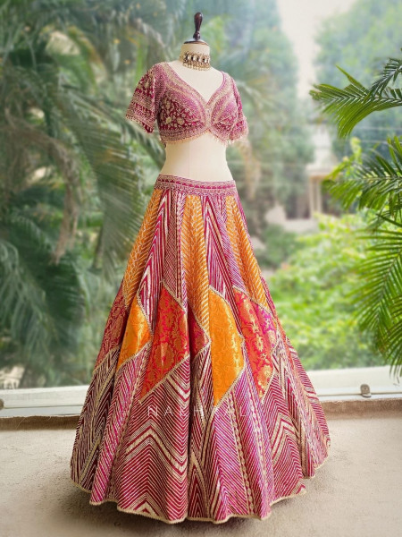 Aabhaar Magenta Lehenga with Zari and Sequin Work