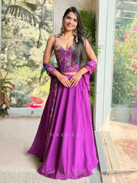 Elvara Purple Corset Lehenga Set
